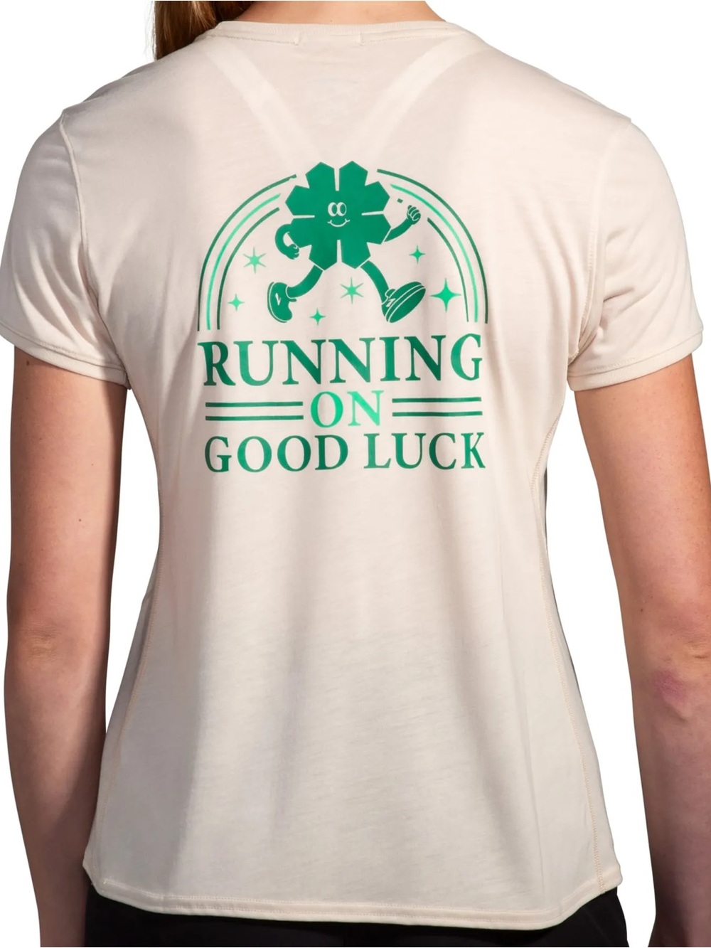 Brooks White T-Shirt with Green Running Graphic